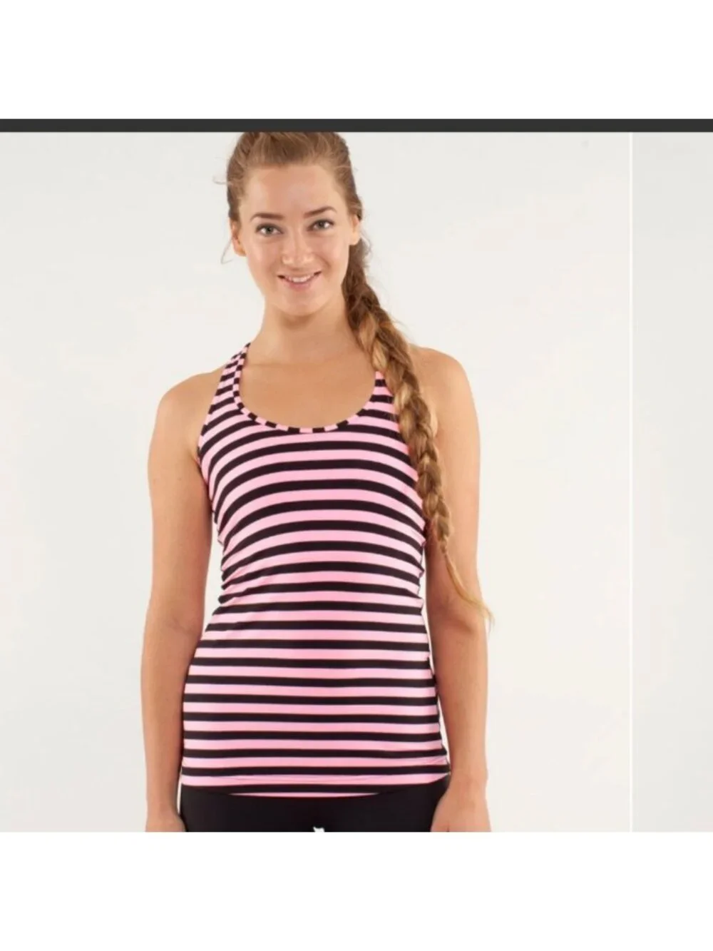 Lululemon Cool Razorback tank Pink & Black stripe